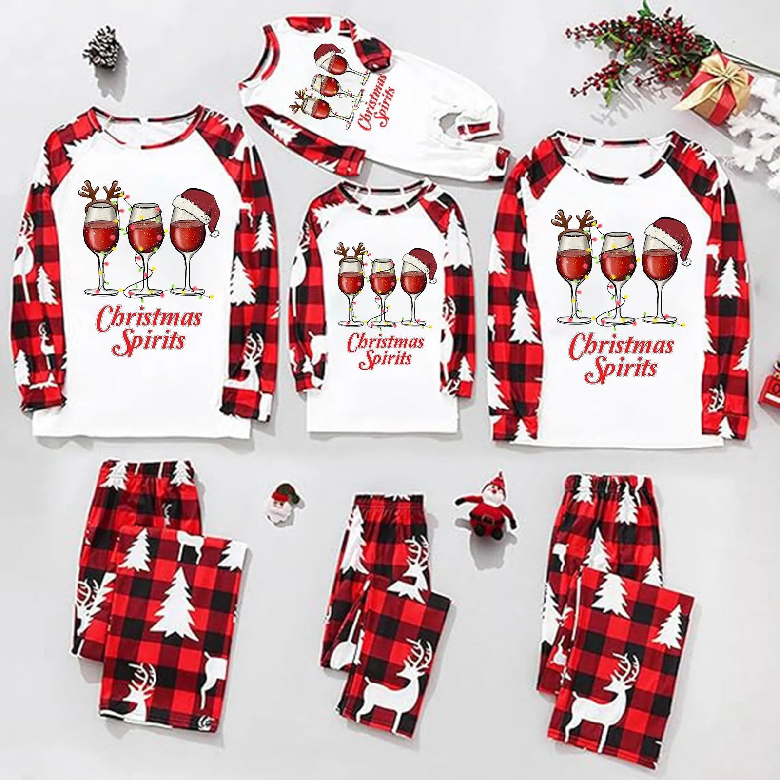 Novo natal pijamas família 2024 natal impressão vermelho e branco com aconchegante confortável família combinando roupas de bebê conjunto casa