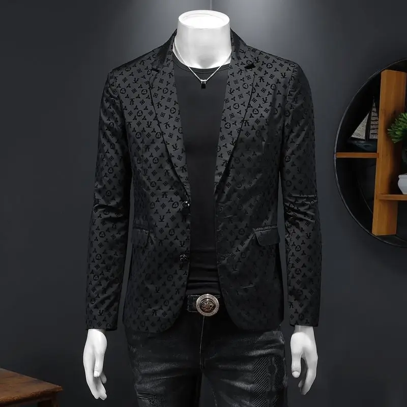 202 New Style Suit Plus Size Men's Fashion Casual Printed Slim Fit Single Jacket