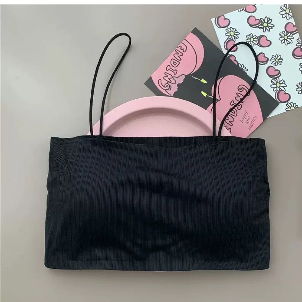 Summer Ice Silk Padded Bandeau Top Women Seamless Tube Bra Breathable Crop Top Girl Daily Comfort Camisole Wireless Underwear