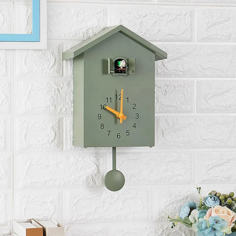 Cuckoo Wall Clocks Hourly Chime Battery Operated Bird House Clock Smart Night Mode For Home Living Room Christmas Decoration