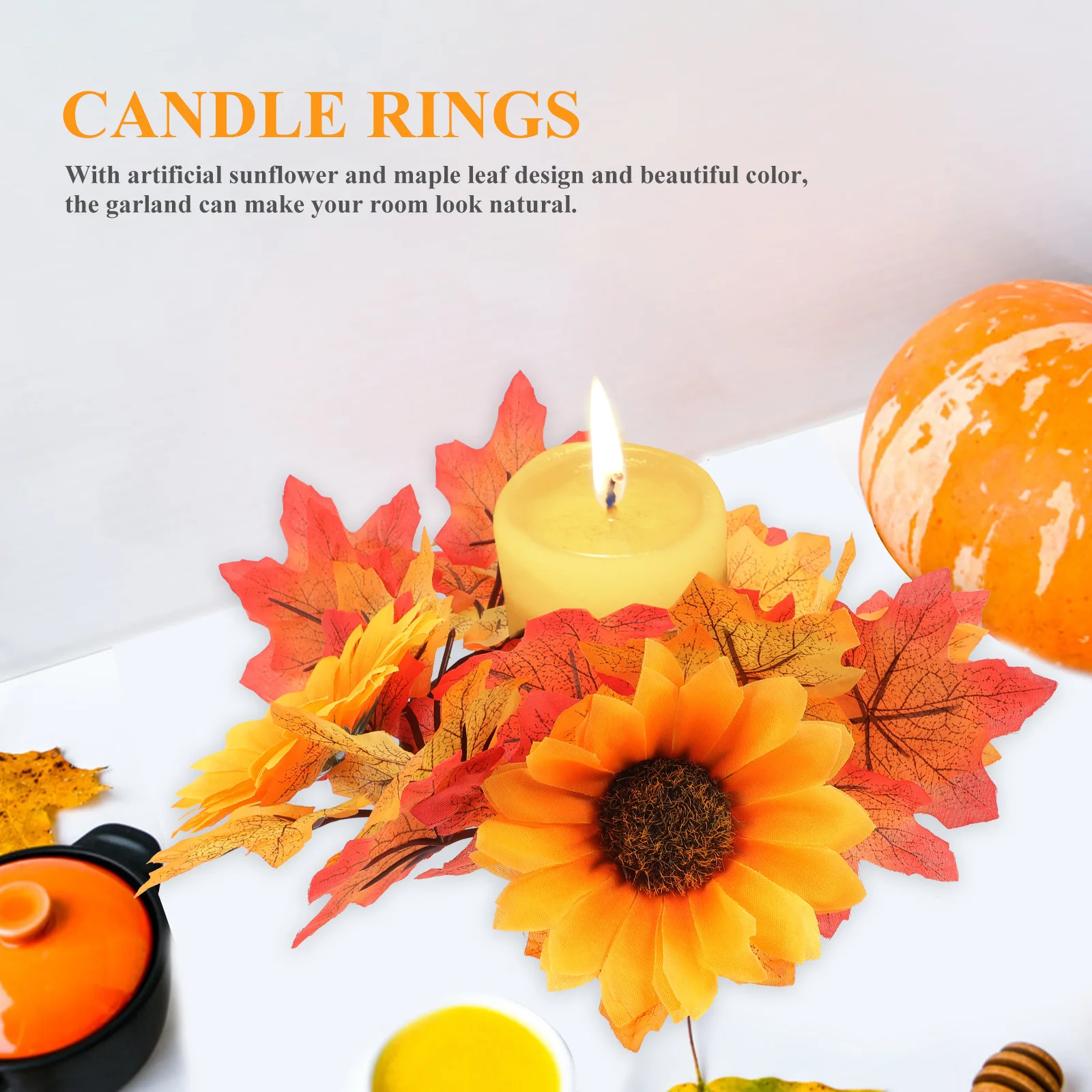 

Maple Leaf Sunflower Wreath Artificial Rustic Fall Hanging Wreath Harvest Festival Door Decor Party Ornament