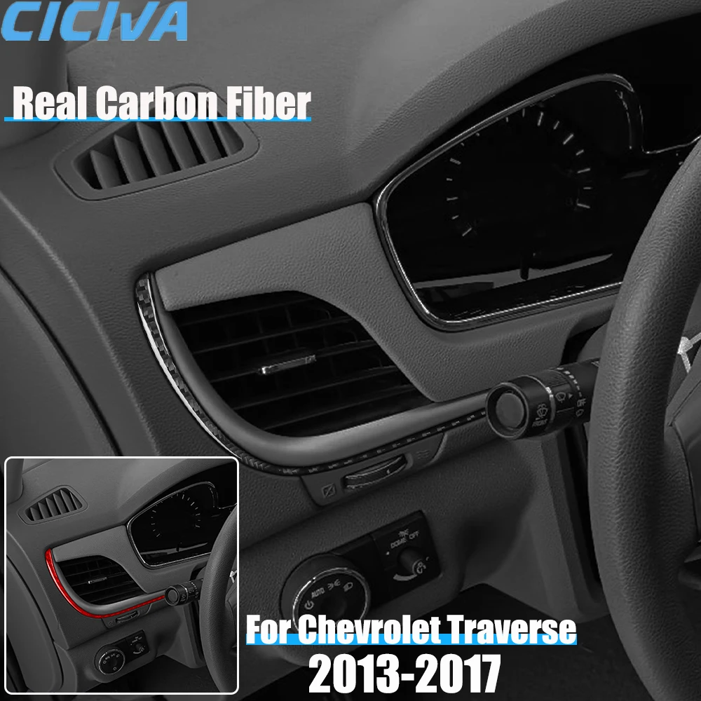 

Real Carbon Fiber Car Accessories Dashboard Vent Strips Trim Cover Soft Sticker For Chevrolet Traverse 2013 2014 2015 2016 2017