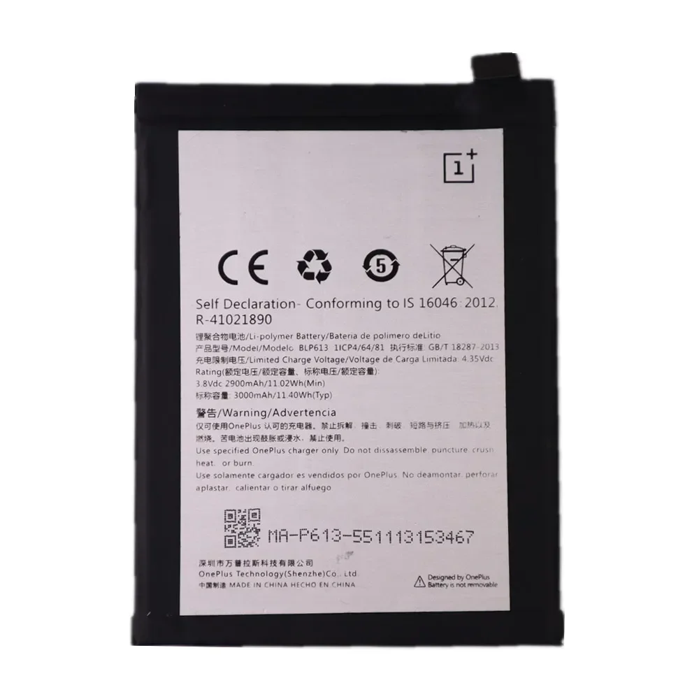 2024 Years 100% Original Battery BLP613 For OnePlus 3 One Plus 3 A3001 3000mAh High Quality Replacement Battery Batteries