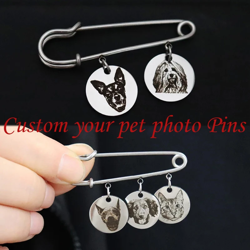 

WLP Fashion Customied Pet Cat Dog Photo Brooch Pins for Women Men Stainless Steel Animal Pets Picture Personalized Cloth Pin