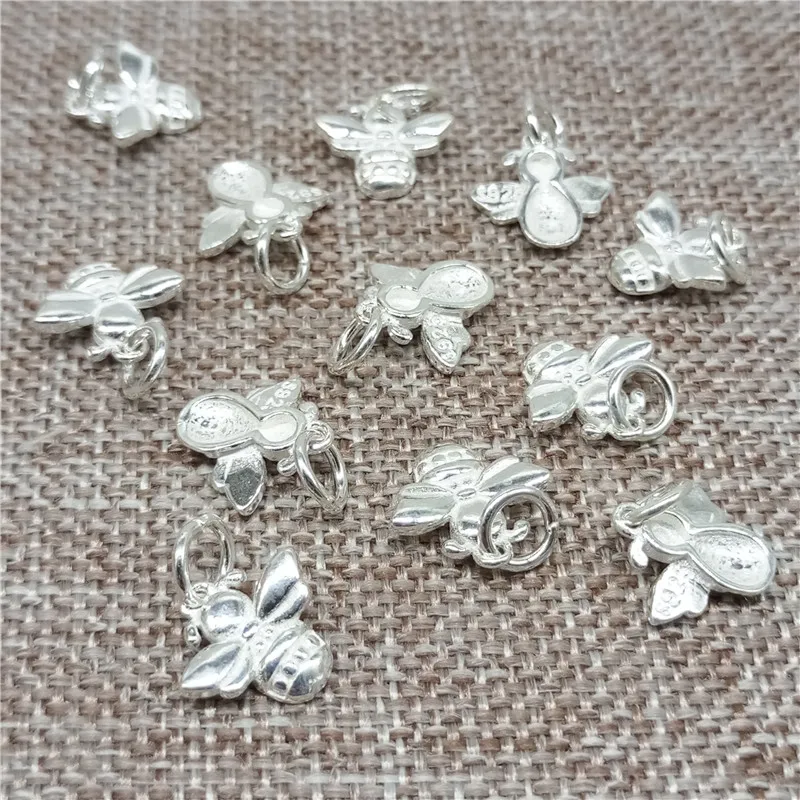 2 Pieces Shiny Honey Bee Charms in 925 Sterling Silver for Necklace Bracelet and Earring Making view 4