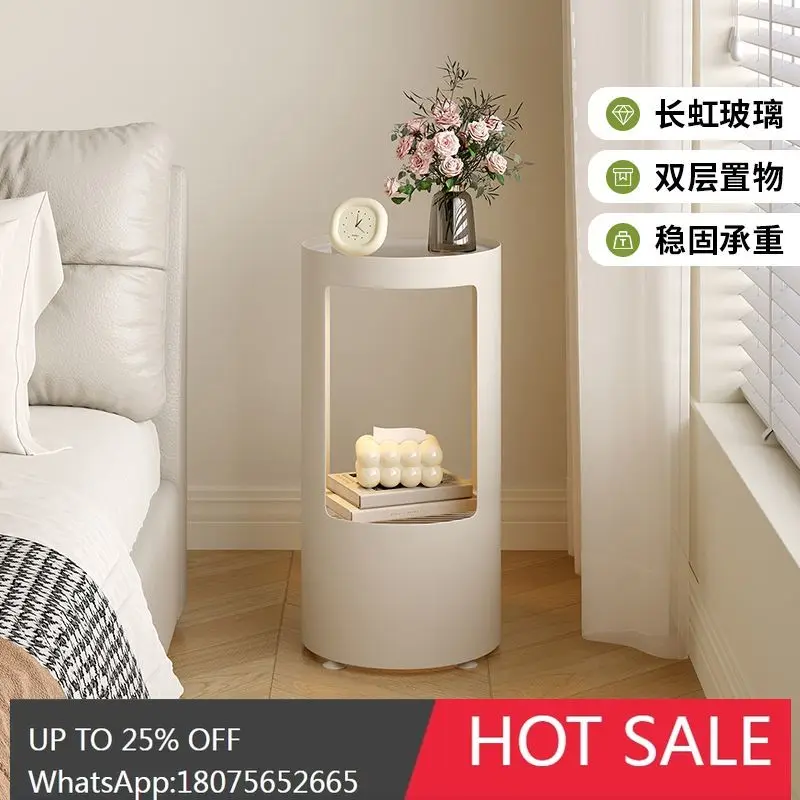 Hlz Bedroom Nightstand Small Ultra-Narrow Simple Cream Styl…