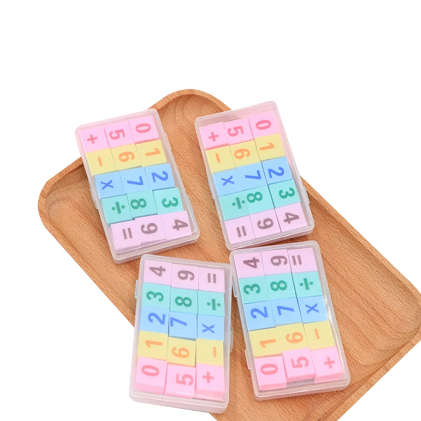 15pcs/pack Delight Digital Addition And Subtraction Boxed Eraser Clean School Student Kids Like Gift