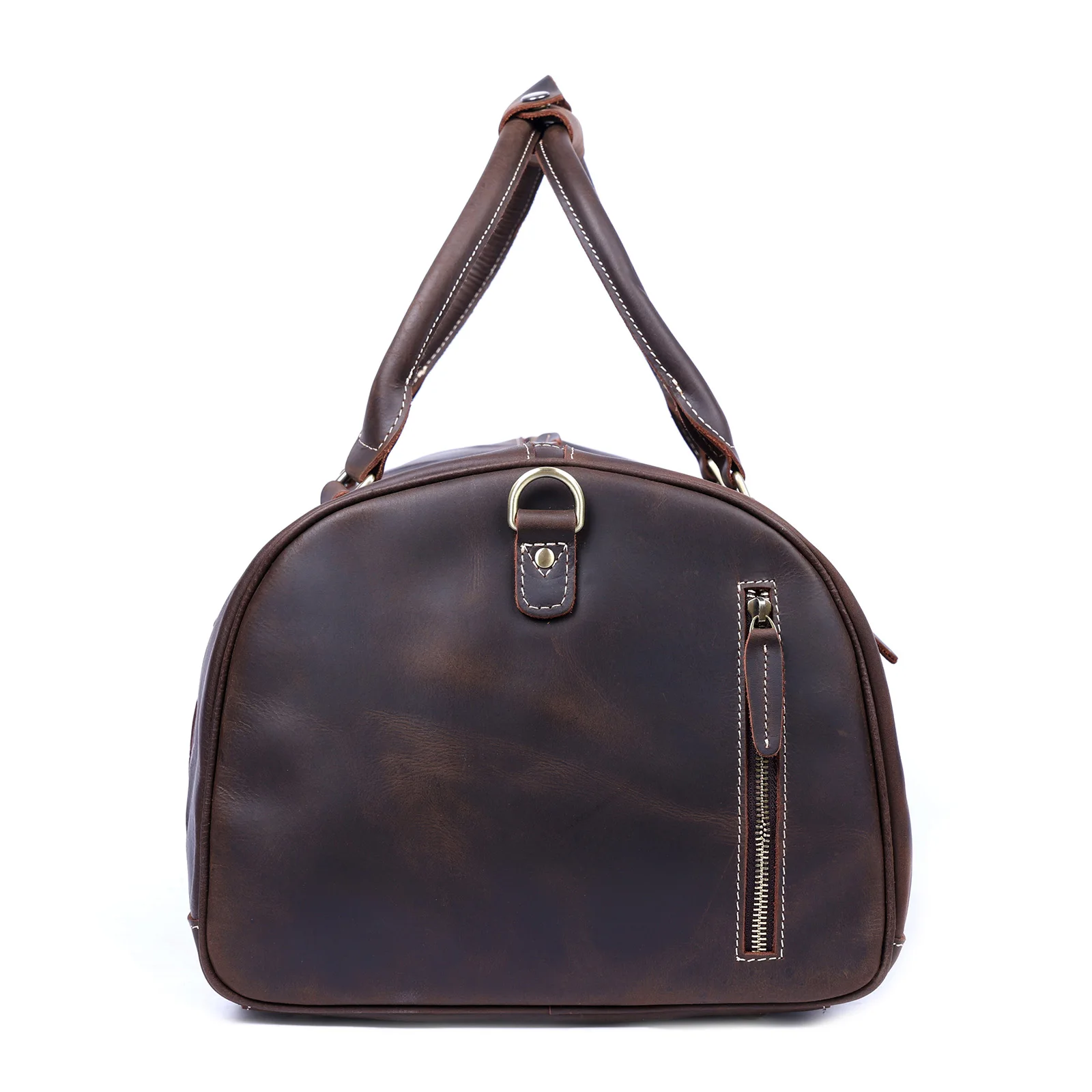 S.WORKER Vollnarbenleder Herren-Reisetasche mit mehreren Fächern, große Kapazität, Weekender-Reisetasche aus Vollnarbenleder – Detail 18