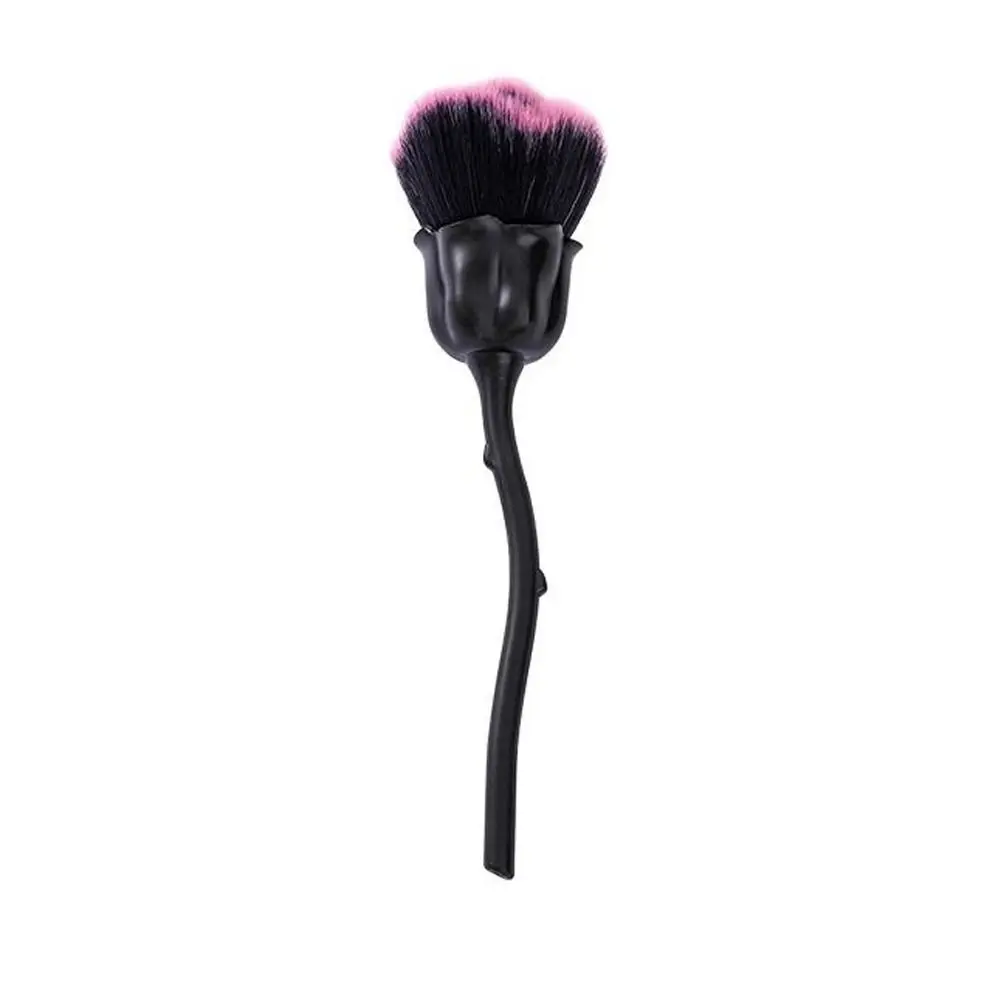 Pennello per la pulizia della polvere per nail art con fiore di rosa Pennello per trucco creativo in lana di nylon Strumento cosmetico Pennello per fondotinta in fibra morbida Strumento per il trucco