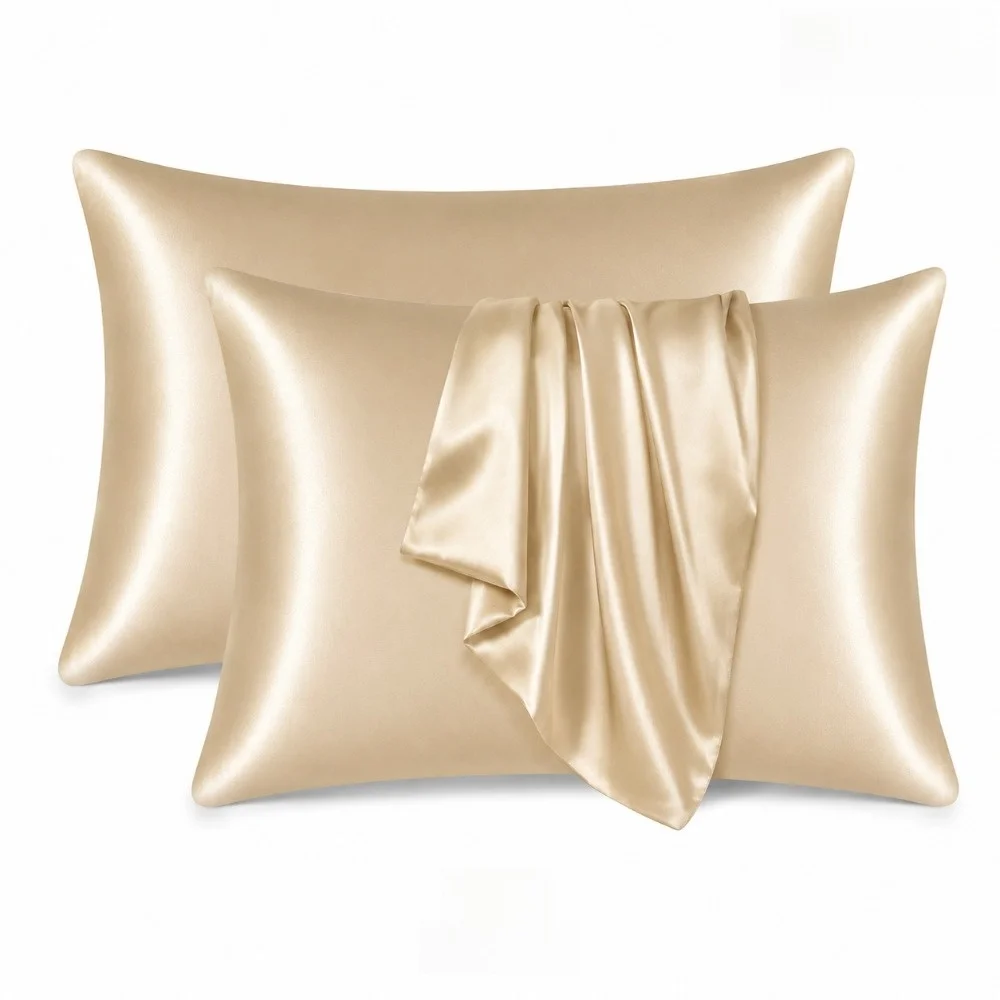 Natural Soft Breathable Satin Pillowcase Smooth Cooling Moisture-Wicking Satin Pillow Cases Easy-Care Pillowcase Beauty Sleep