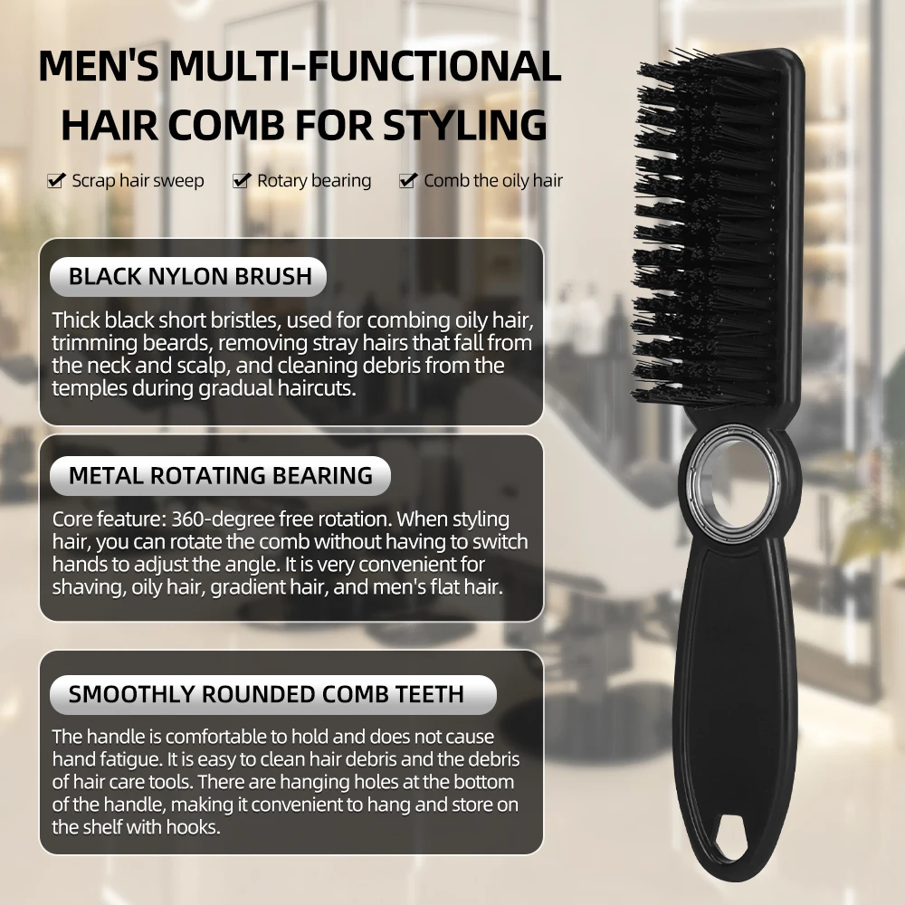 1/2Pcs 360 Rotating Neck Duster Brush Hair Cutting Broken Hair Cleaner Fade Brush Soft Bristle Salon Haircut Styling Tool
