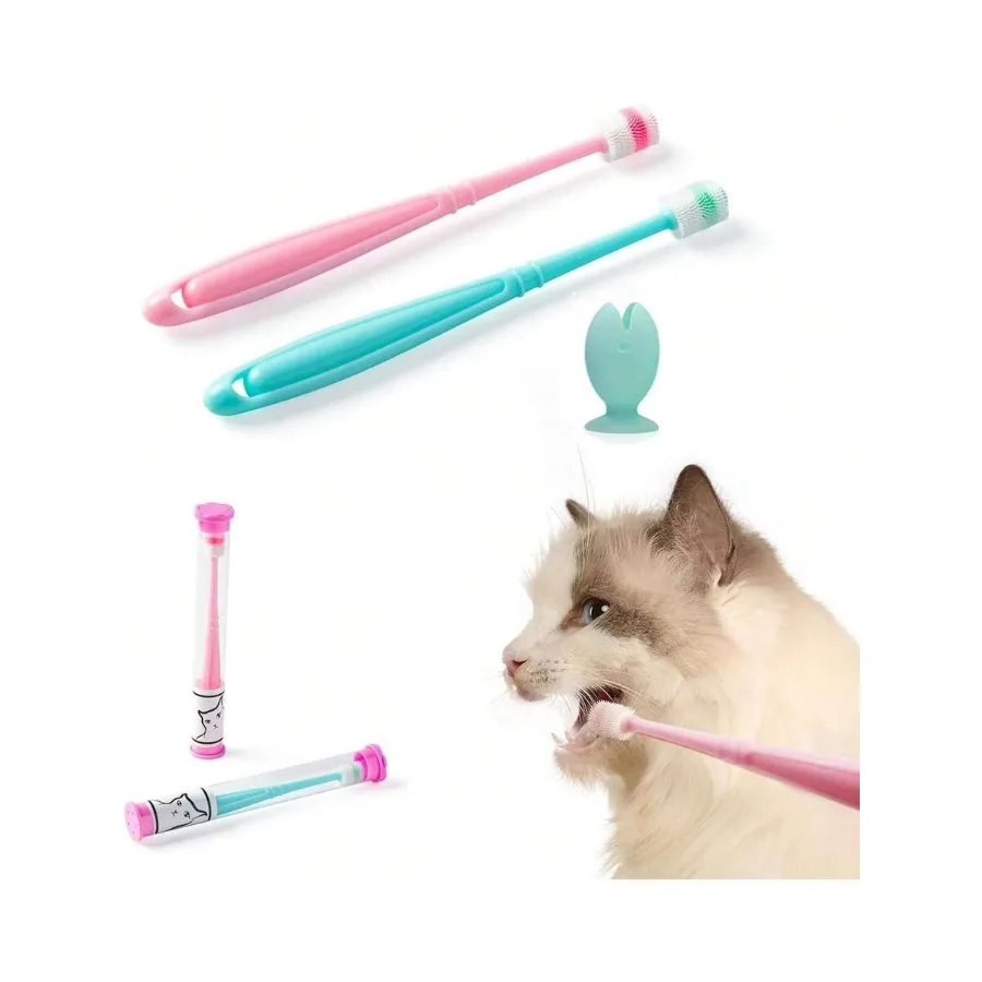 

【New Arrival】Pet Toothbrush Set, Soft Bristle Double-Ended Toothbrush for Cats and Small Dogs