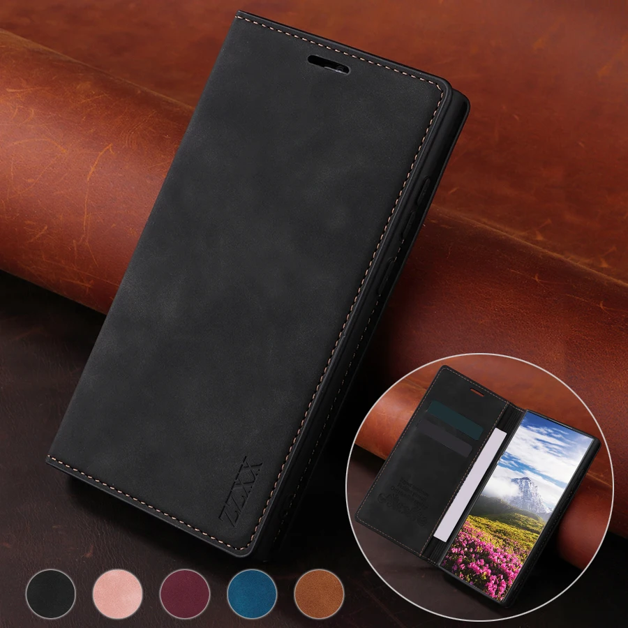 Wallet Card Slot Magnetic Flip Leather Case For Samsung Galaxy S26 Ultra S25 Plus S24 FE A06 A07 A16 A17 A26 A35 A36 A55 A56
