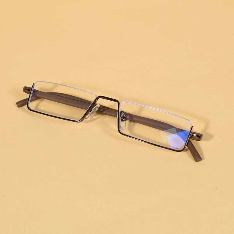 Metall Anti-Blau Licht Lesebrille Männer Halb Rahmen Brillen Männlichen Brillen Mit Fall + 125 + 175 + 225 + 275 + 300 + 350 – Detail 24