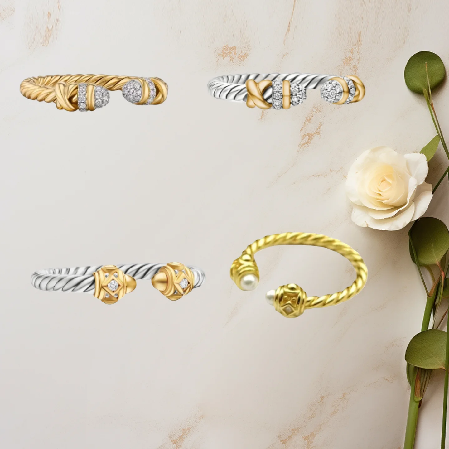 

YK 2025 New Pearl Wire Winding Open Ring Neutral Fashion Personality Trend Simple Retro Luxury Jewelry Party Gift