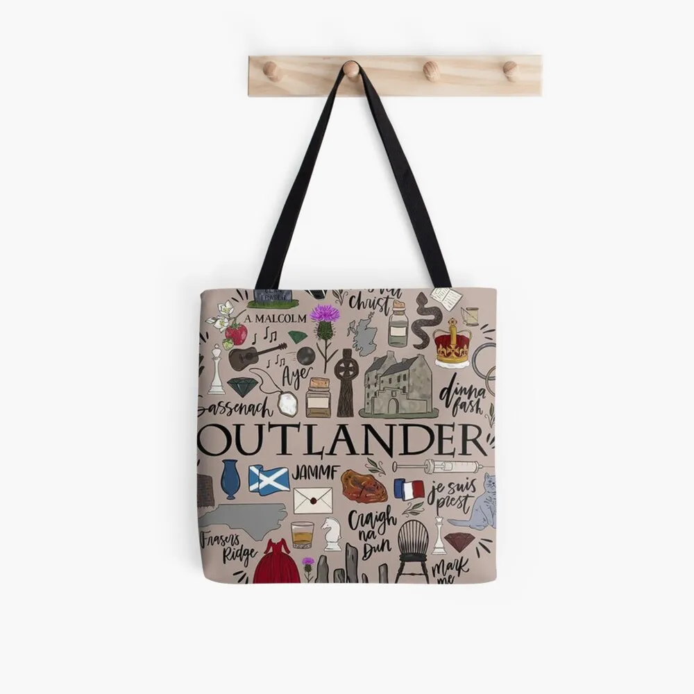 

Women Shopper bag Outlander in Typography Kawaii Bag Harajuku Shopping Canvas Shopper Bag girl handbag Tote Shoulder Lady Bag