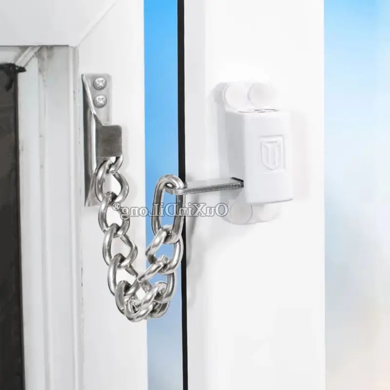 

2PCS Aluminum Steel Window Chain Lock Restrictor Children Safety Protection Anti-Theft Locks For Flat Door and Window Hardware