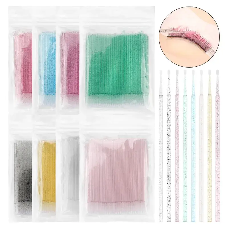 100Pcs Disposable MicroBrush Eyelashes Extension Tools Individual Lash Removing Cotton Swab Micro Brush For Eyelash Makeup Tool