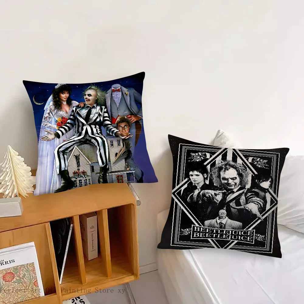 B-Beetlejuice Movie Pillow Case Square Pillow Bedroom Sofa Leisure Comfort Cushion Car Living Room Home Decoration