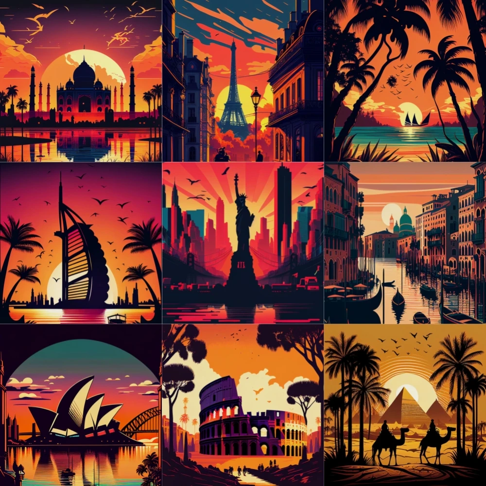 5D Sunset City Landscape Diamond Painting Romantic New York Full Rhinestone Mosaic Embroidery Cross Stitch Kit Home Decor Gifts