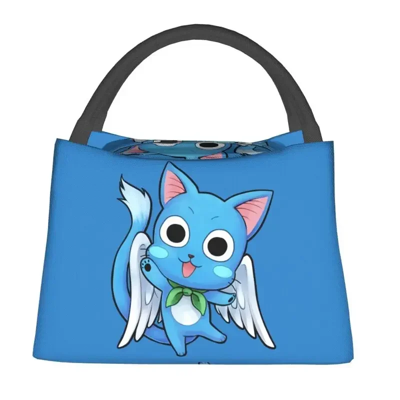 Happy Fairy Tail Insulated Lunch Bags for Women Waterproof Cute Cat Thermal Cooler Bento Box Work Picnic lunch box bag