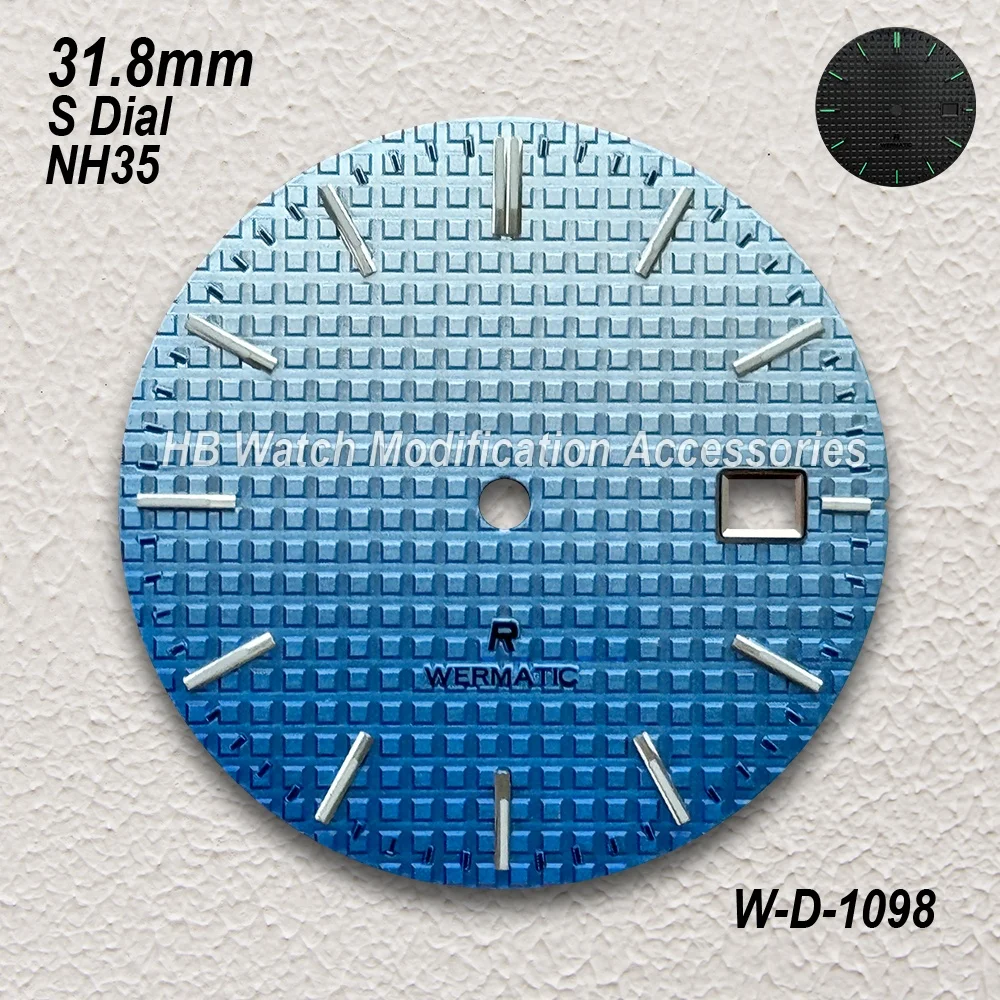 31.8mm S Logo Oak Dial Fit NH35/NH36 Automatic Movement Green Luminous High-Quality Gradient Watch Modification Accessories