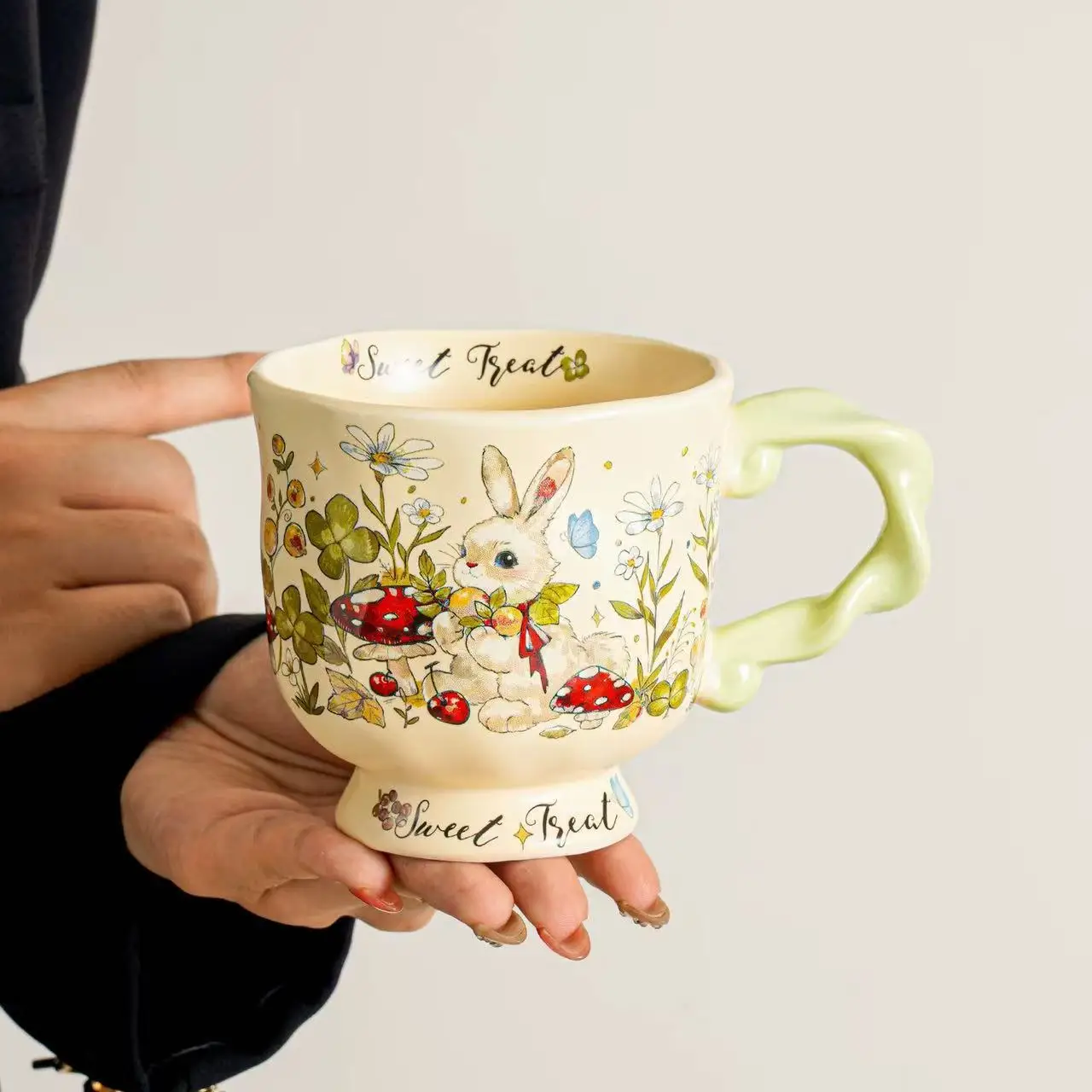 High-looking Ceramic Cup, Goblet, Design Mug, Home Water Cup, Couple Office Coffee Flower Tea Cup