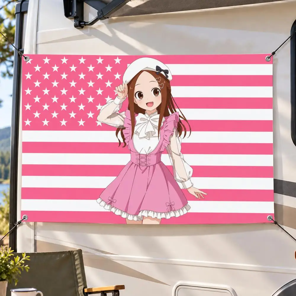 Anime Teasing Master Takagi-san Flags Decorative Flag Banner Indoor Outdoor Garden Yard Patio Party Camping Wall Decor Gift