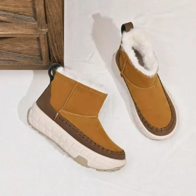 

Нескользящие зимние ботинки для женщин зимы 2025, плотная и теплая хлопковая обувь с нескользящими чехлами, подошвами на шинах и теплыми короткими ботинками