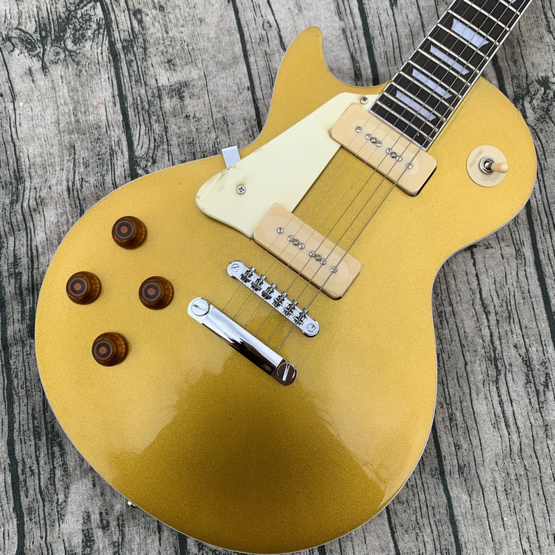 Wholesale & Retail New Style P90 Pickup Gold Pattern Left Hand Guitar Electric Guitar High Quality Free Shipping