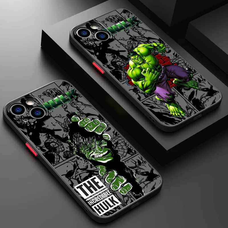 Hulk Marvel Fashion Luxury Frosted Translucent For Apple iPhone 16 15 14 13 12 11 XS XR X Pro Max Plus Mini Funda Phone Case