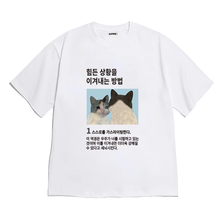 Funny Crying Cat Gaslighting Meme T-shirt Korean Slogan Tee Casual Short Sleeve Unisex Tops Y2K Street Fashion T-shirt