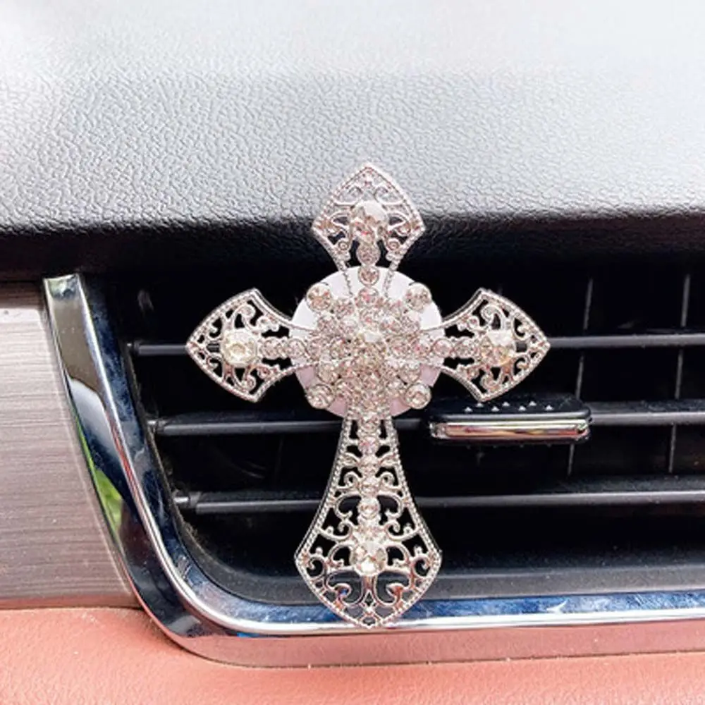 Diamond Diamond Cross Jesus Cross Crucifixion Car Smell Flavoring In Vent Clip Christian Outlet Perfume clip Car Air Freshener