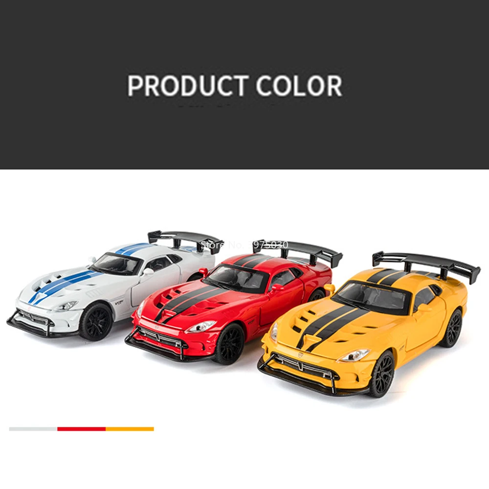 1:32 viper srt tomahawk xvgt modelo de brinquedo carros de liga roda puxar para trás veículo luz som carro esportivo em miniatura para crianças presentes adultos