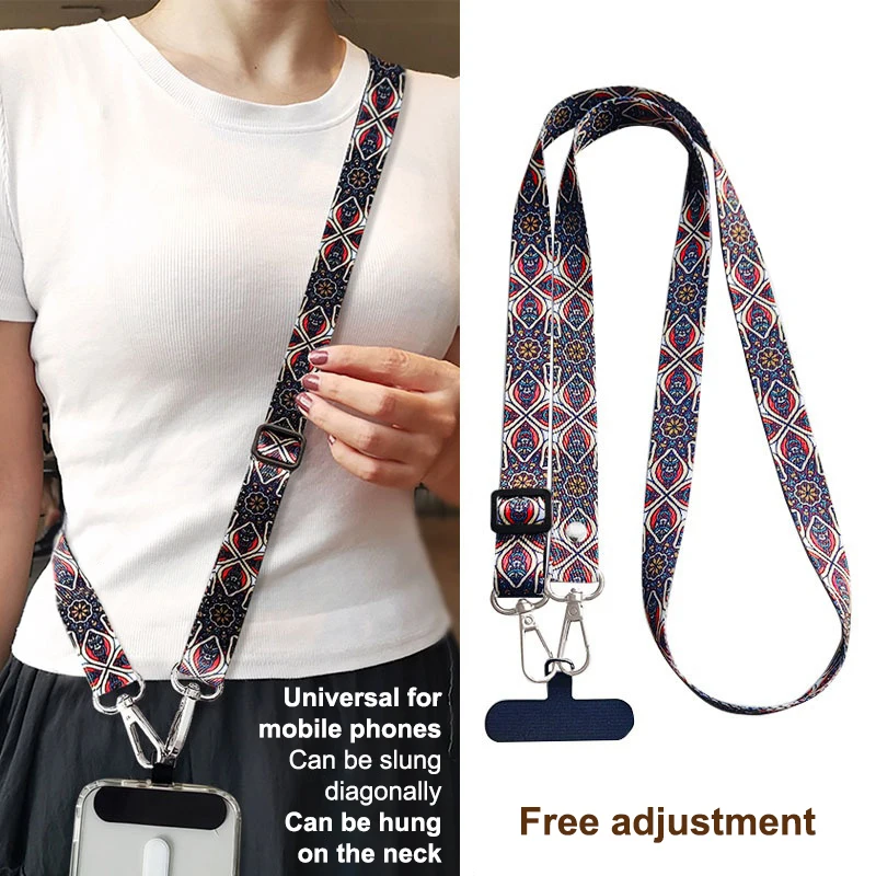 Cordão universal ajustável para celular, alça crossbody para pescoço, anti-perda, cabo de suspensão com junta para todas as capas de telefone, 1 peça