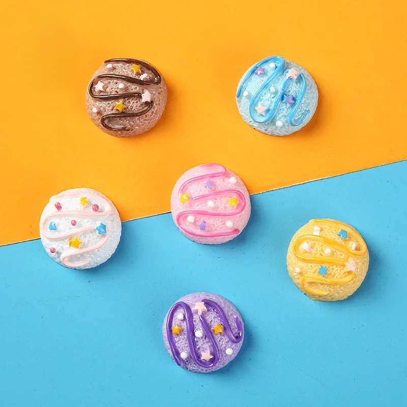 10pcs Kawaii Diy Resin Mini Flat Back Cream Biscuits Crafts Accessories Material Embellishments Flatback Scrapbooking Miniatures
