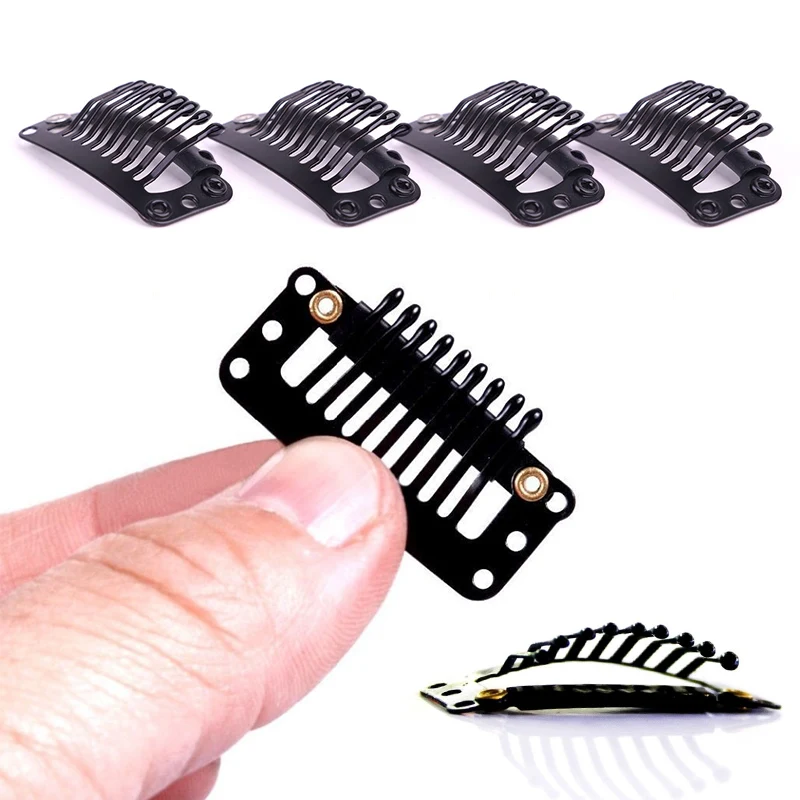 2/10/20Pcs Haar Verlängerung Snap Clips Metall BB Schwarz U-Form Neun zähne BB clip haar Snap Clips für Perücke Schuss Haarspange Salon Grip