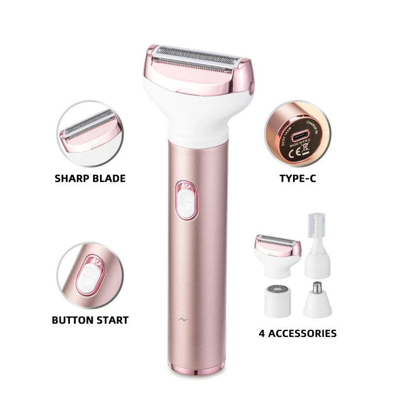 Portable Electric Shaver for Women, Full Body Washable, Removes Armpit, Leg and Body Hair