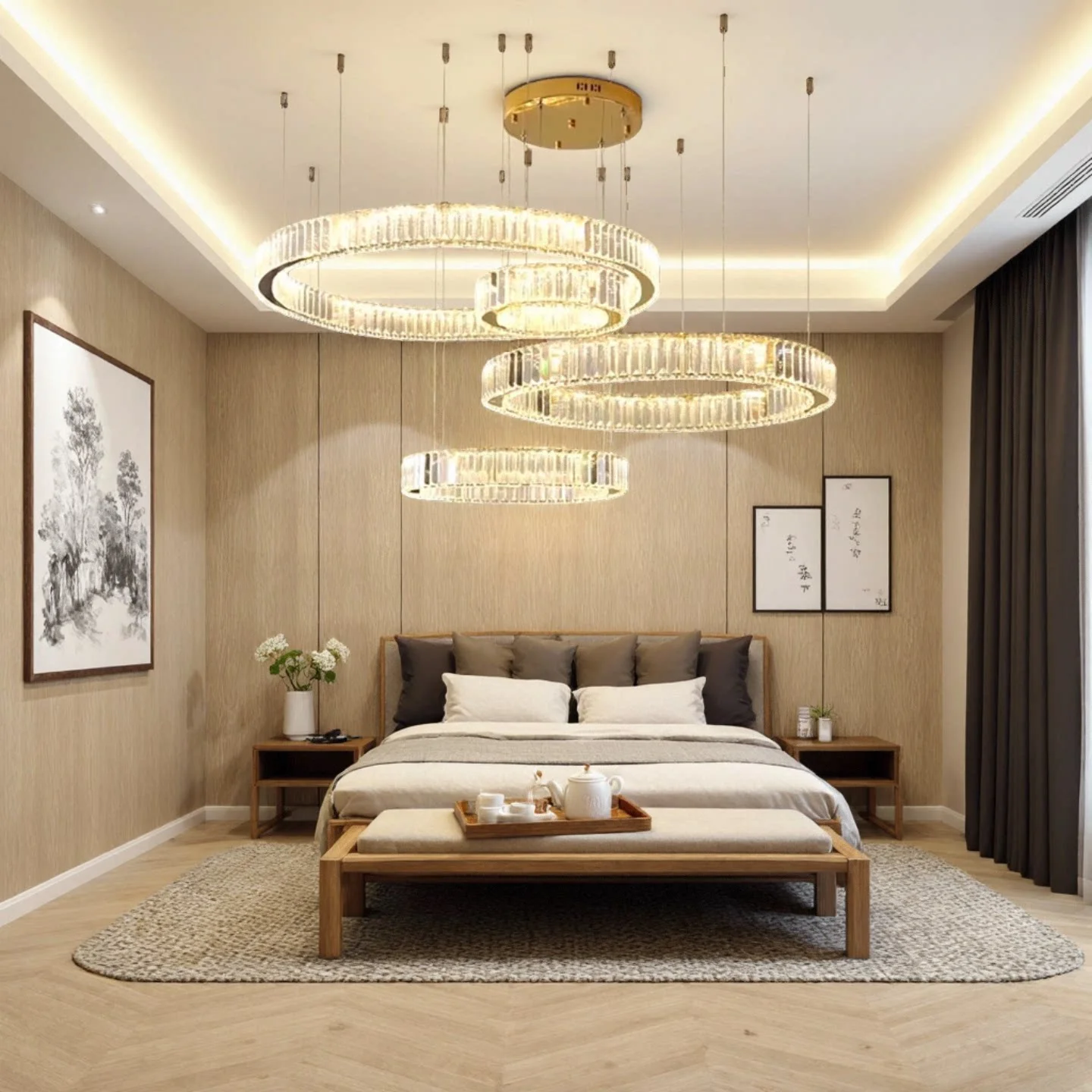 Luxury Crystal Ring Ceiling Pendant Chandelier Lights Dining Table Light Żyrandol Modern Chandeliers for Living Room Home Decor