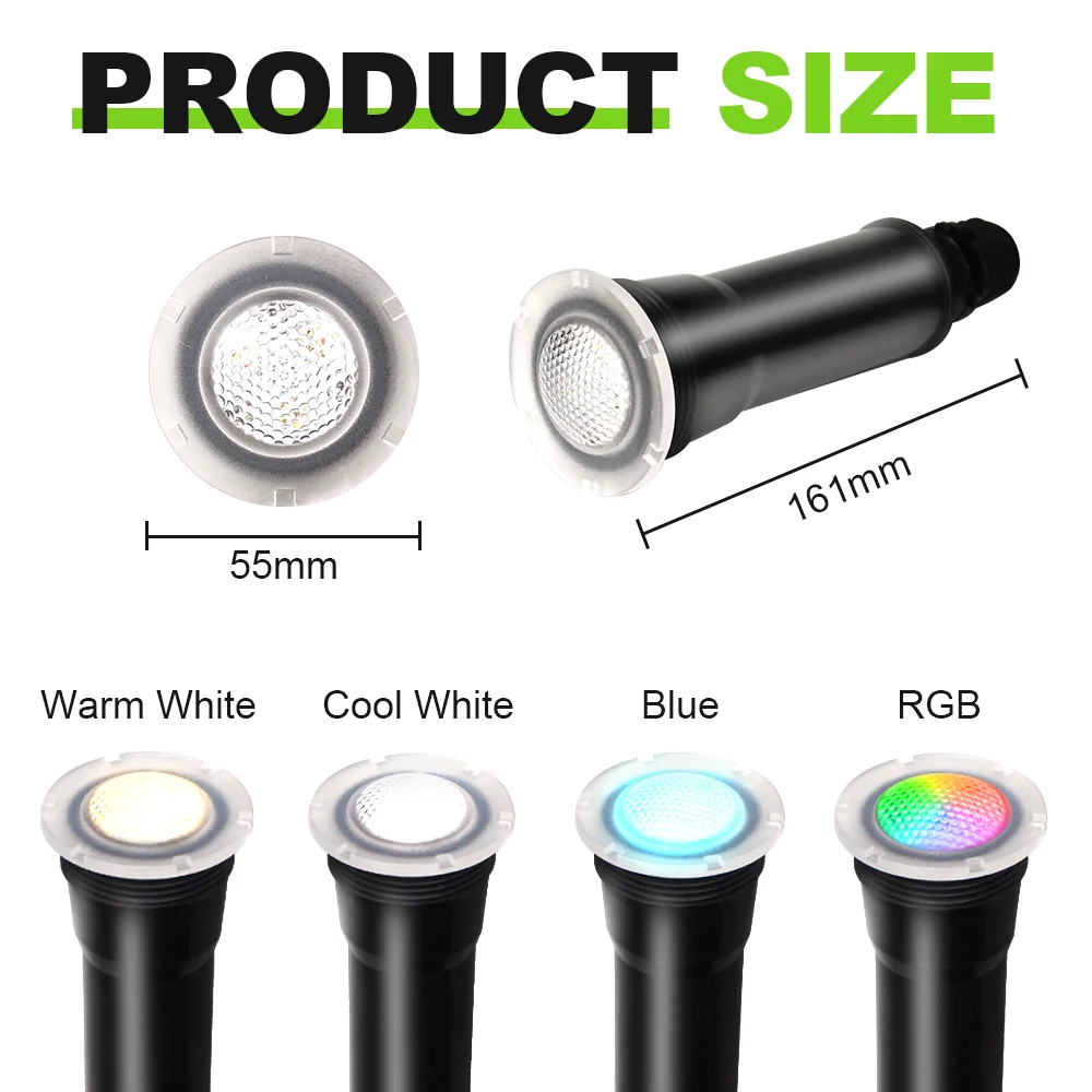 12W 18W RGB LED Spa Light AC12V Nicheless Recessed Fitting Replacement Underwater Tub Lamp Swimming Pool Bulb D55mmxH161mm