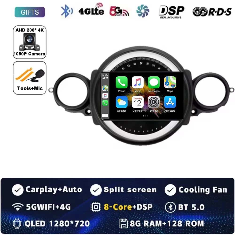 Android 15 Voor BMW MINI COOPER R56 R60 2007-2014 2 K QLED Android Autoradio Multimedia stereo Speler AI Voice CarPlay Head Unit