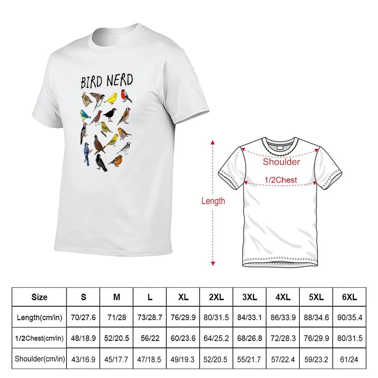 Bird Nerd Different Kinds of Bird Cute Bird Gift T-Shirt Sports Casual Short Sleeve Cotton Tee