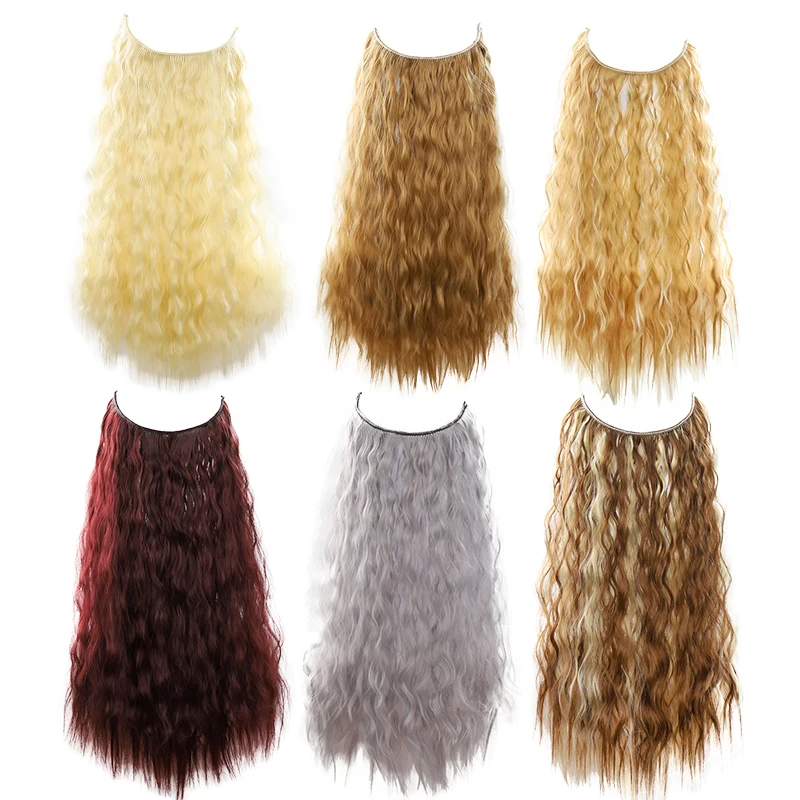 ใหม่ Concubine สังเคราะห์24นิ้วสายตกปลา Hidden False หญิงไม่มีคลิปประดิษฐ์ Cabello Hair Extensions