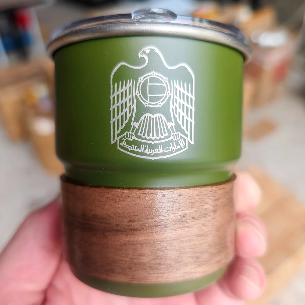 United Arab Emirates Emblem Logo 250-300ML Coffee Cup Outdoor Camping Stainless Steel Cups Restaurant Mug Wholesale