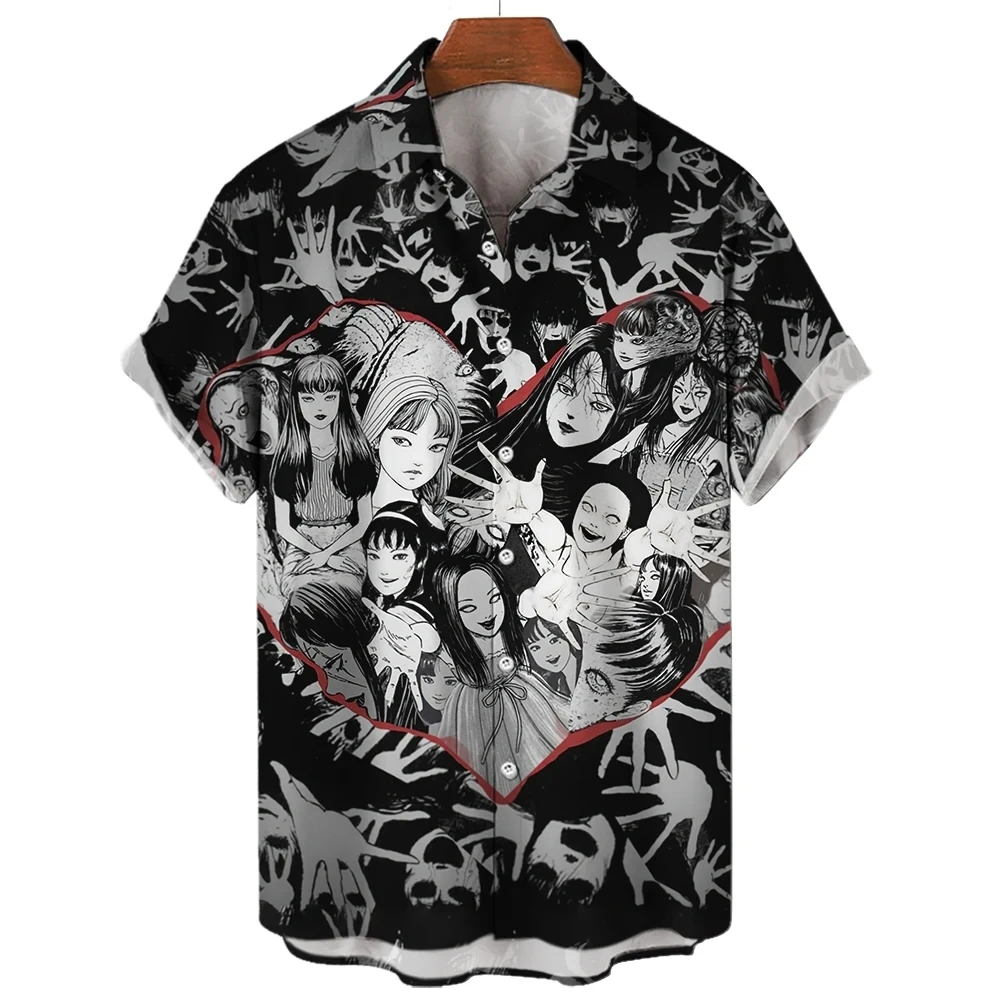 Skull Summer Men\'s Hawaiian Shirts Dead Horror 3D Print Tops Loose Short Sleeve Blouse Streetwear Camisas Casuais Man Clothing