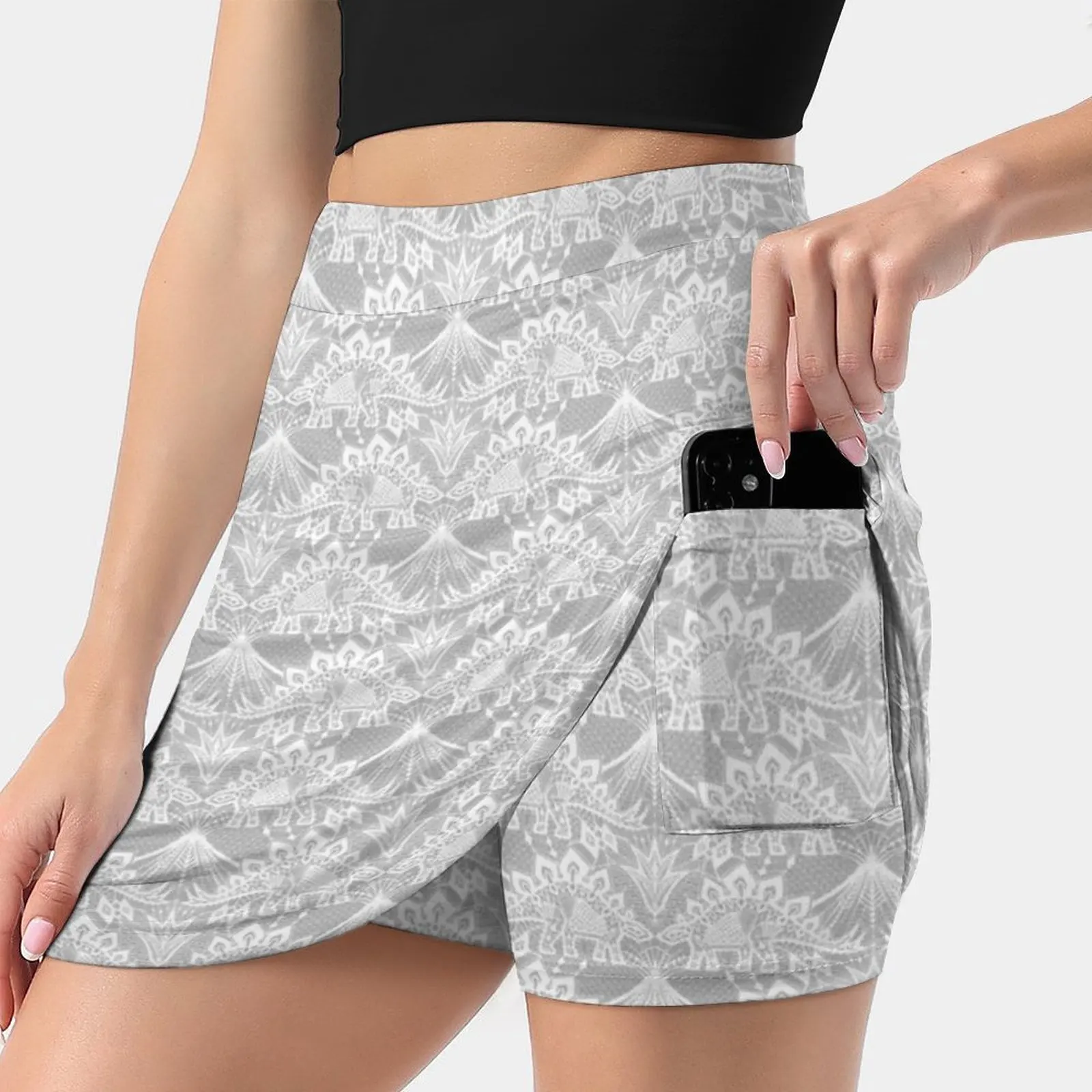 Stegosaurus Lace-White Women's skirt Aesthetic skirts New Fashion Short Skirts Stegosaurus Stegasaurus Volcano Dinosaur