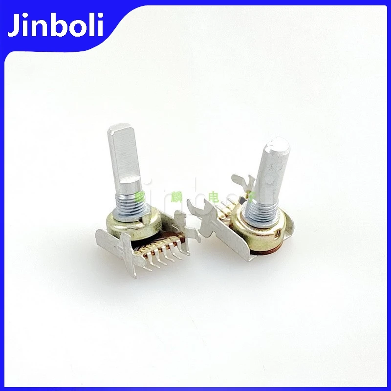 2 Peças Potenciômetro de Controle de Volume Master para Amplificador de Rádio Duplo e Alto-falante, de Alta Qualidade, Tipo 12, A20K, Fila Única, 6 Pinos, Haste de 20MM