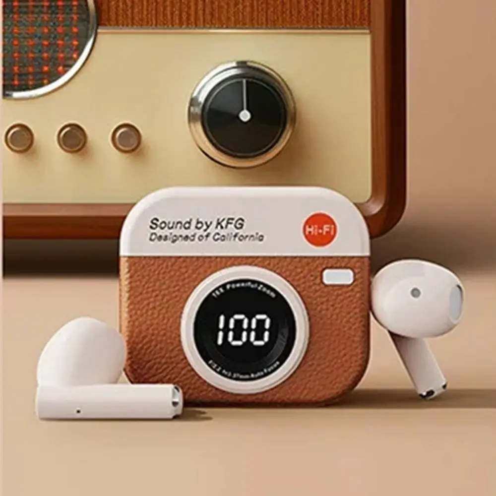 سماعات رأس لاسلكية بكاميرا ريترو مع تحكم باللمس داخل الأذن سماعات بلوتوث HiFi ستيريو شاشة LED سماعة رأس رياضية #4