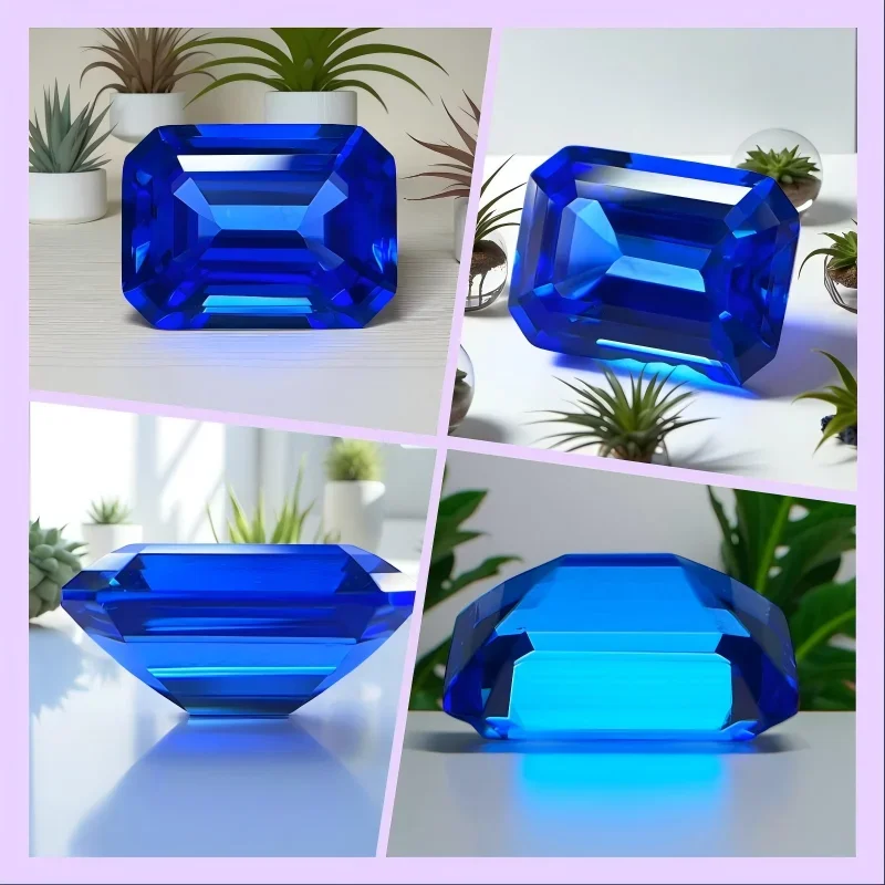 

Top Lab Cobalt Spinel Emerald Cut Blue Color VVS1 Synthetic Gemstone for DIY Jewelry Making Gift Selectable Certificate