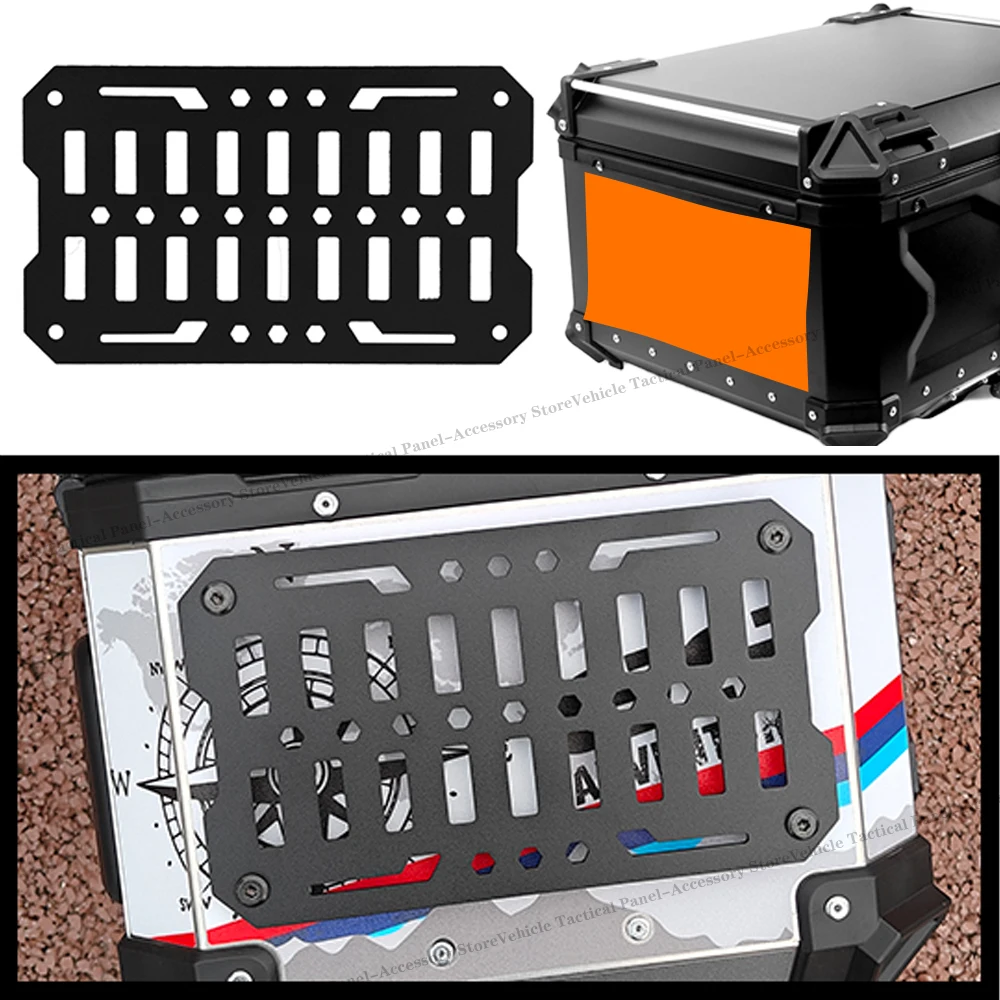 

Motorcycle Top Case Molle Panel Stainless Stee Tactical Storage Box Universal Side Box Modular Organizer Quick-Mounting